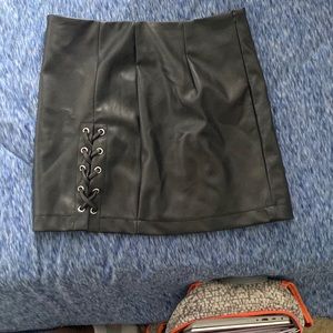 Black faux leather skirt